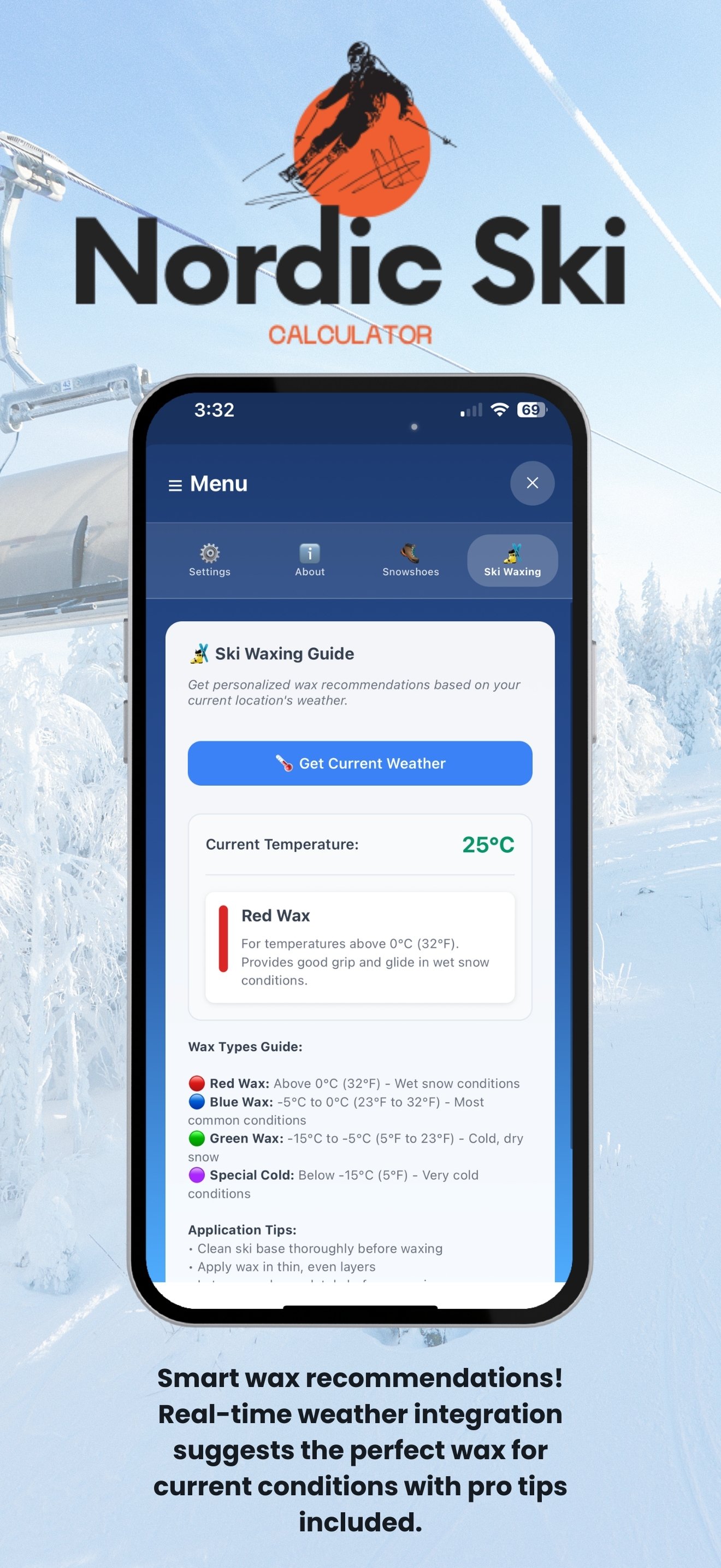 Nordic Ski Calculator - Ski Wax Guide with Weather