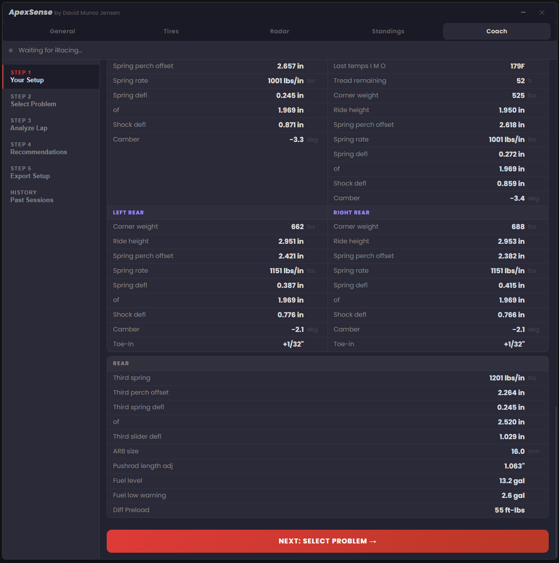 ApexSense Setup Coach - Select Problem