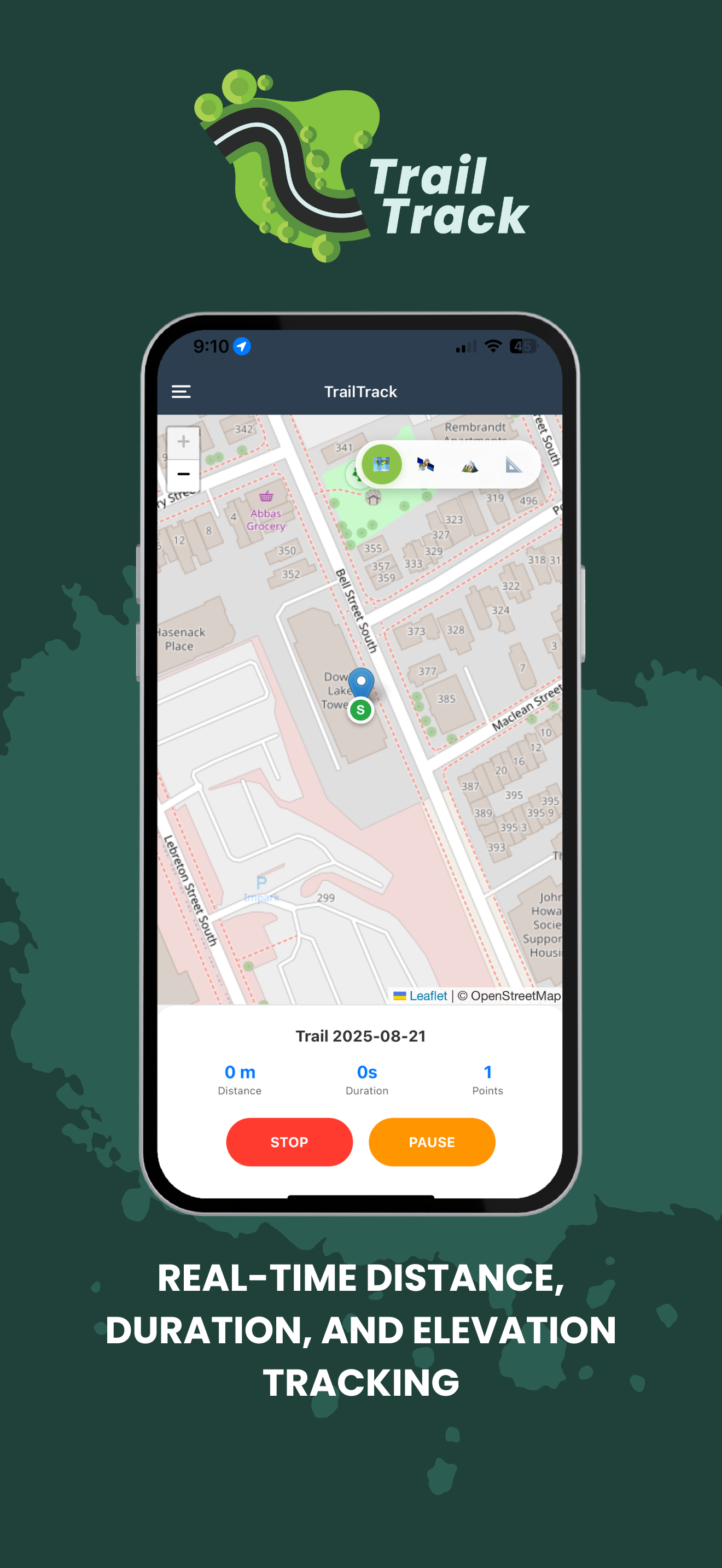 TrailTrack Path - Satellite Map View